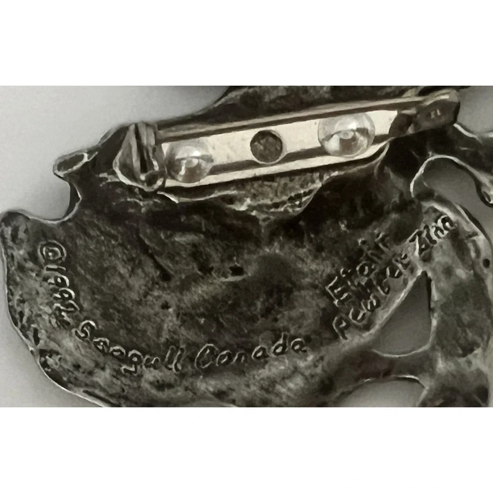 1992 Canada Seagull Handmade Pewter Angel w/ Trumpet Brooch Pin w/ Orignal Box
